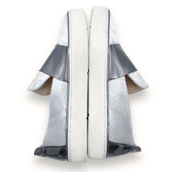 Stuart Weitzman Boyband Argento Velvet Platform Sneaker Silver Platinum Size 8 - Picture 10 of 16
